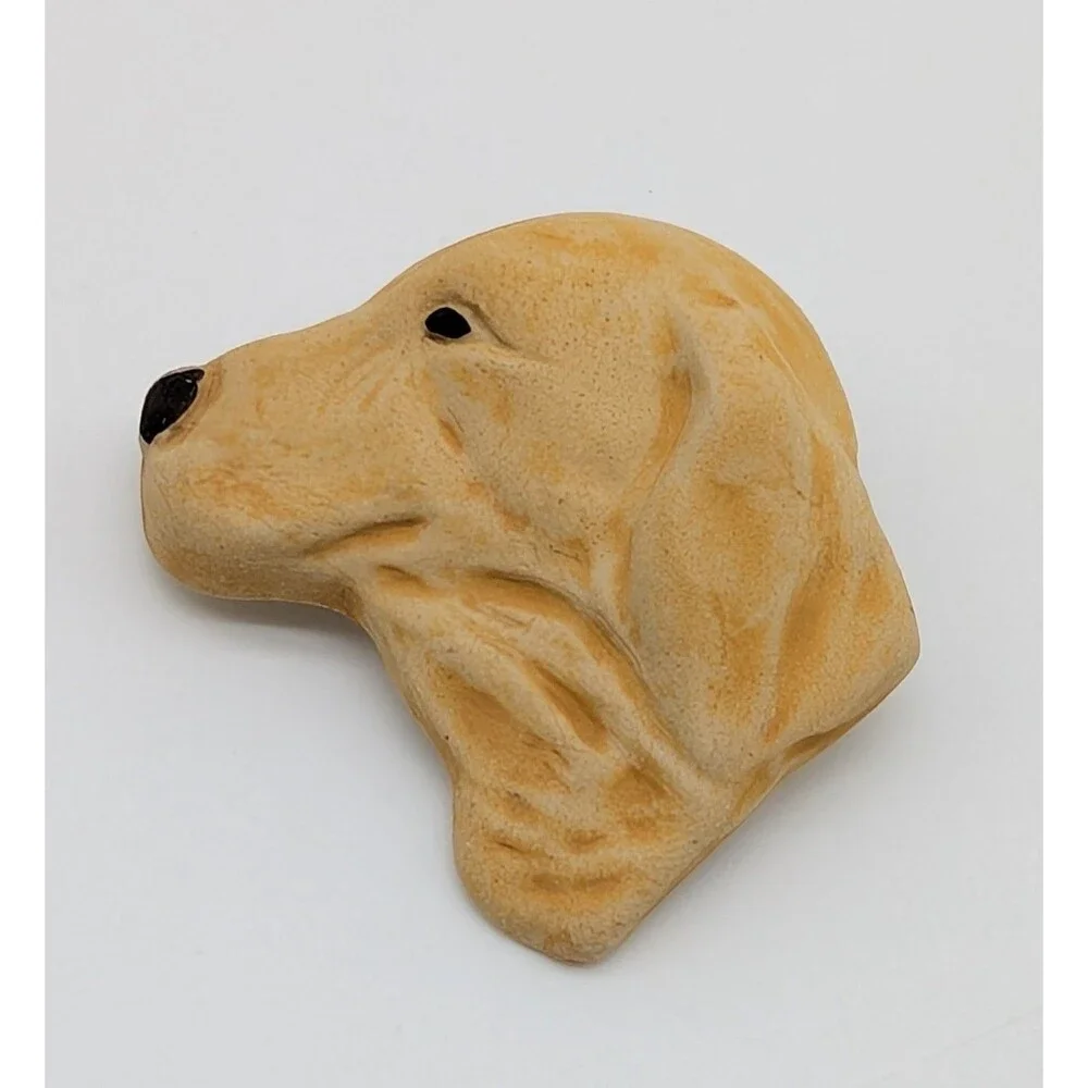 Yellow Lab Labrador Retriever Ceramic Brooch Pin